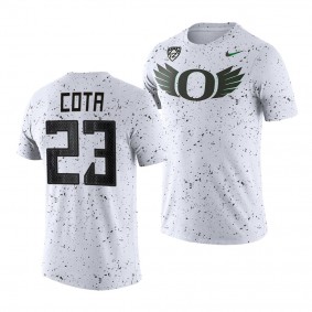 Oregon Ducks Chase Cota White Eggshell Football Tee