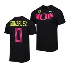 Oregon Ducks Christian Gonzalez Black Alternate Logo Stomp Out Cancer Tee