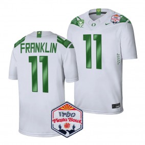 Men's Troy Franklin Oregon Ducks 2024 Fiesta Bowl White #11 College Football Playoff Jersey