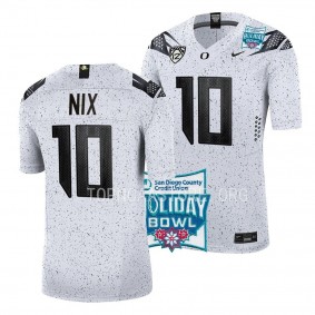 Bo Nix Oregon Ducks 2022 Holiday Bowl White Eggshell Limited Jersey