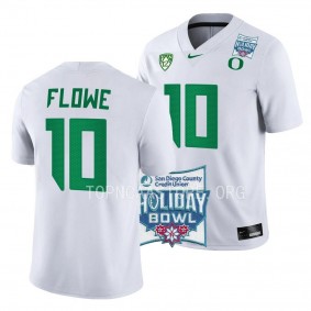 Justin Flowe Oregon Ducks 2022 Holiday Bowl White Game Football Jersey