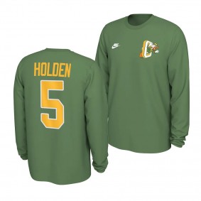 Oregon Ducks Traeshon Holden Green Throwback Long Sleeve Tee